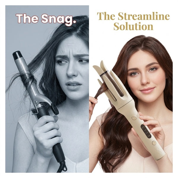 Streamline  Hair Curler 28mm Hair Stick Rotating Curl Waves Anti-Tangle Curling Iron Styler