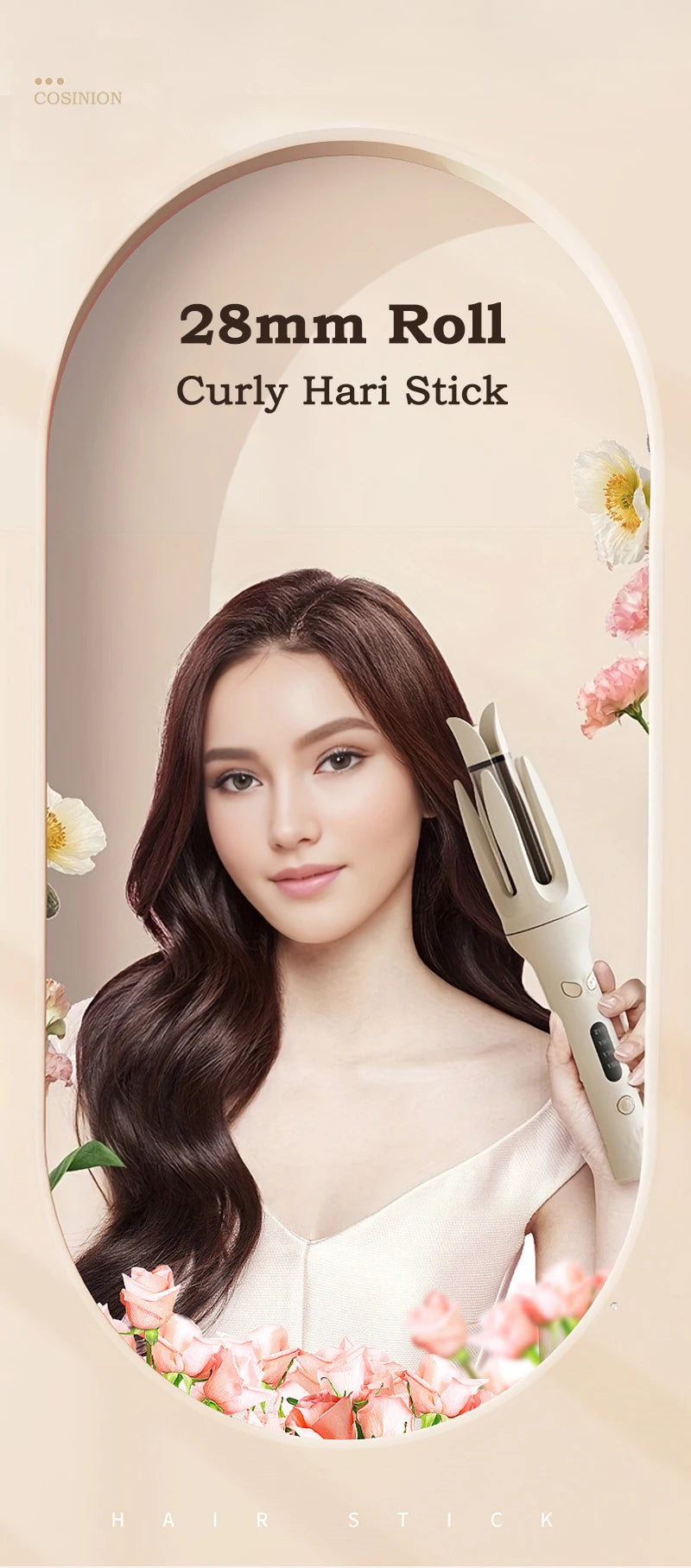 Streamline  Hair Curler 28mm Hair Stick Rotating Curl Waves Anti-Tangle Curling Iron Styler