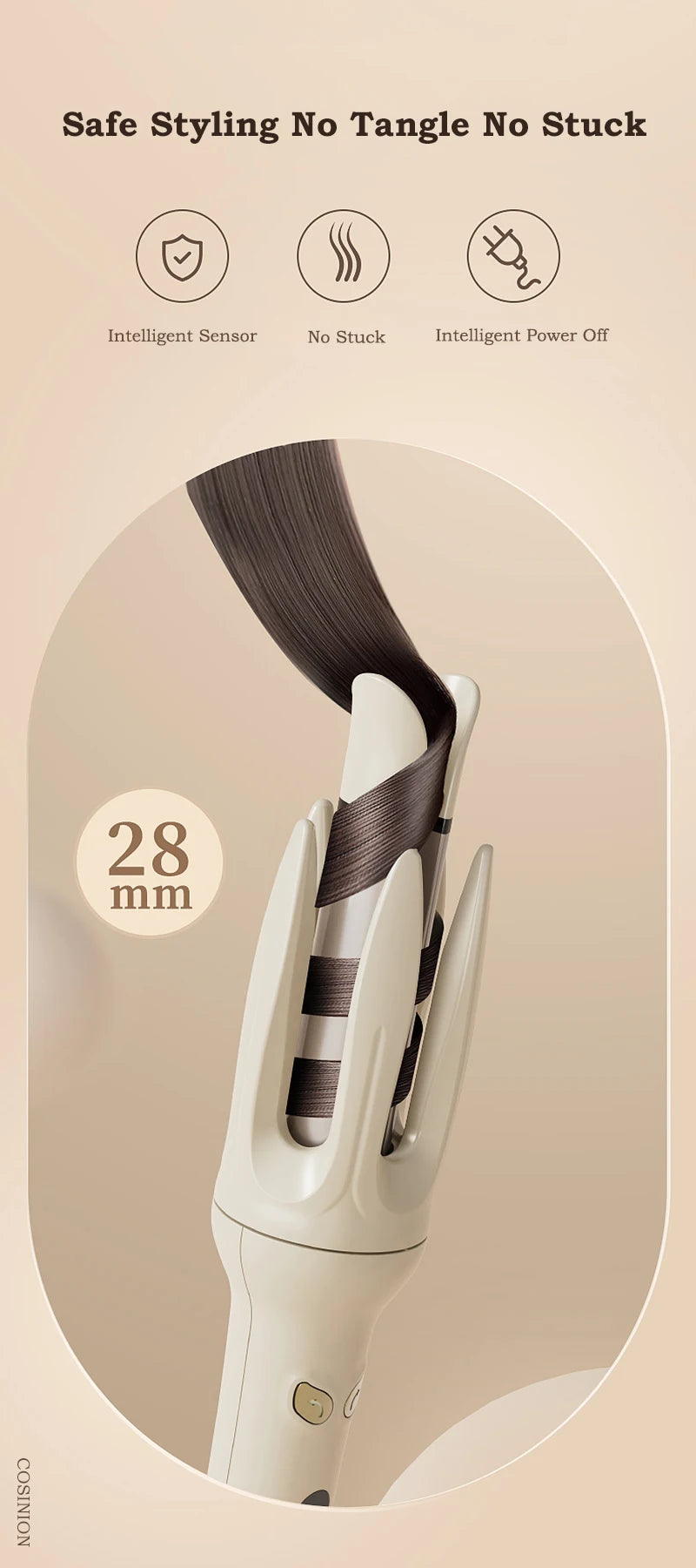Streamline  Hair Curler 28mm Hair Stick Rotating Curl Waves Anti-Tangle Curling Iron Styler