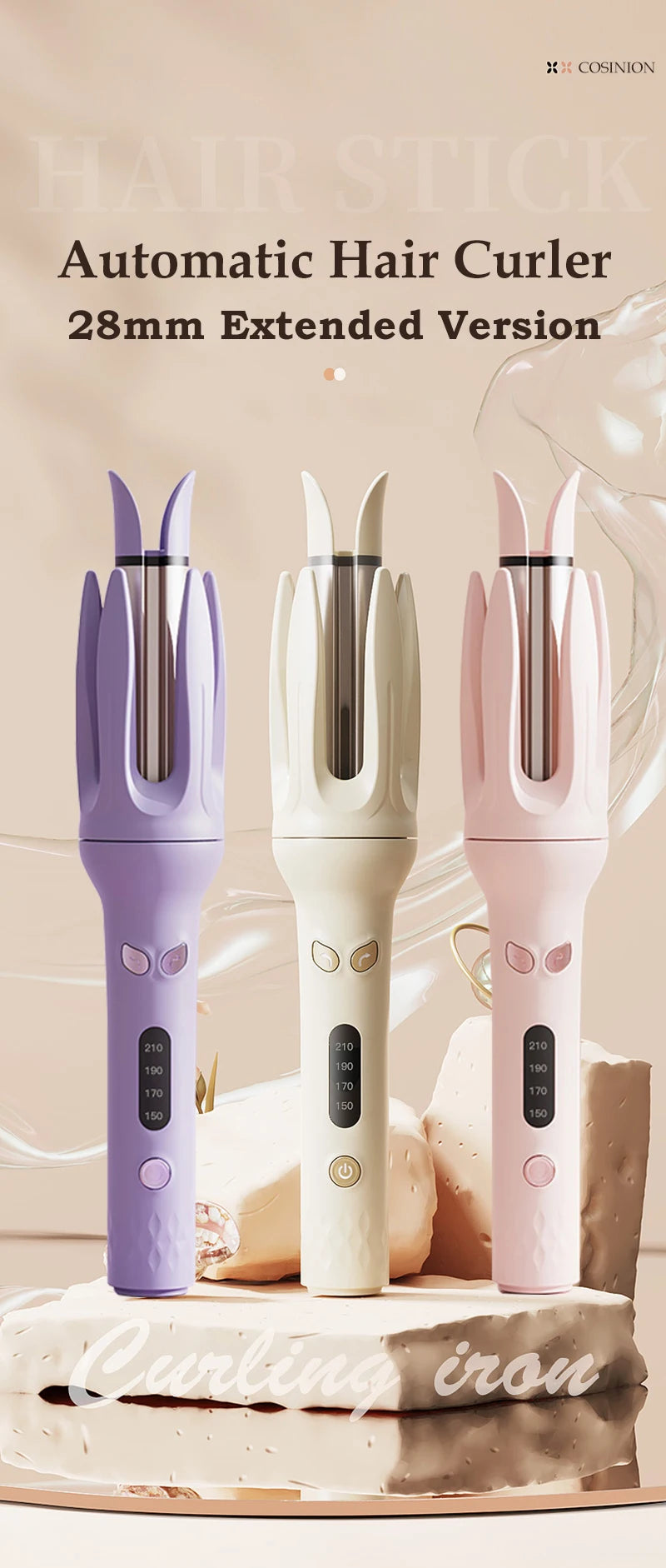 Streamline  Hair Curler 28mm Hair Stick Rotating Curl Waves Anti-Tangle Curling Iron Styler