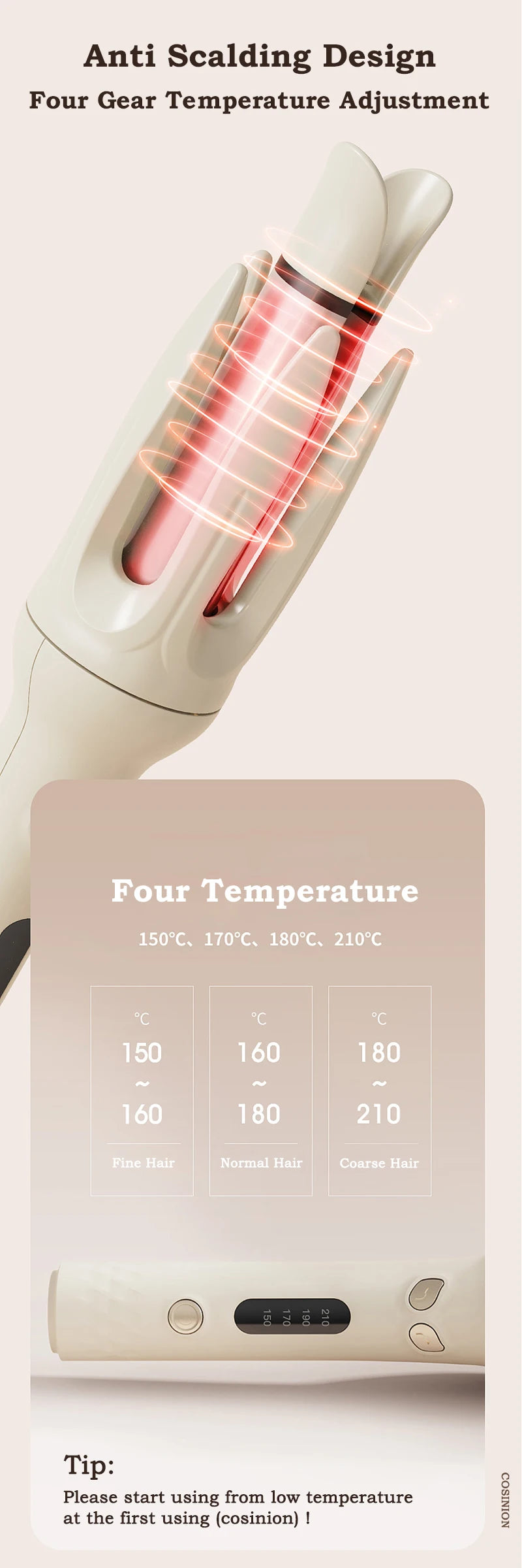 Streamline  Hair Curler 28mm Hair Stick Rotating Curl Waves Anti-Tangle Curling Iron Styler